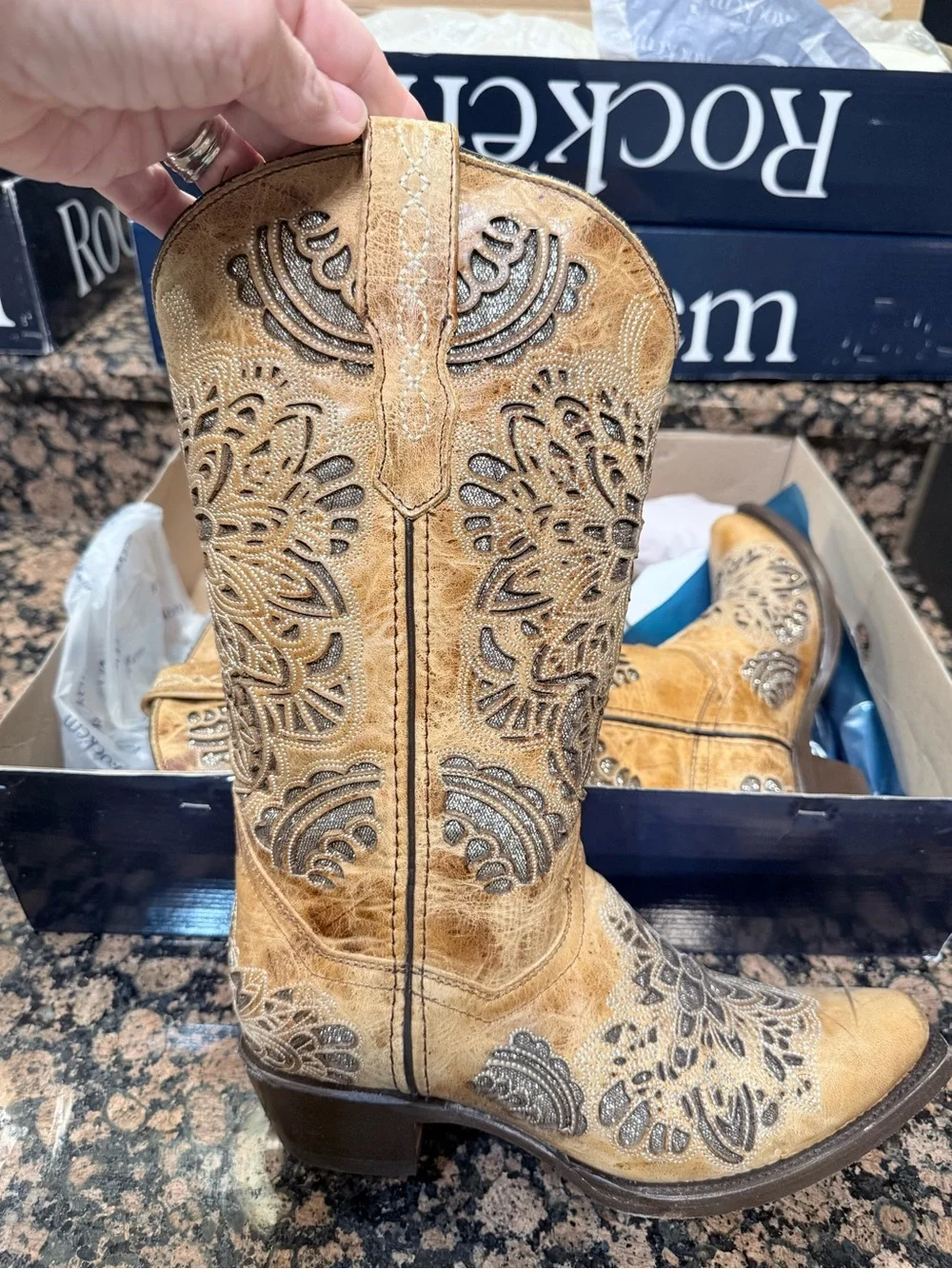 Rustic Tan Western Boots - (Brand)